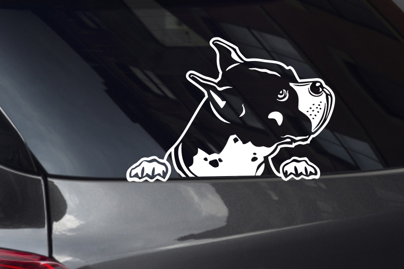 Boxer Looking Out Window Decal