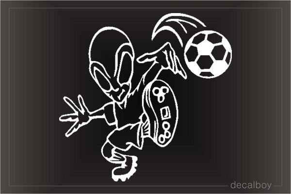 Alien Playing Soccer Car Window Decal