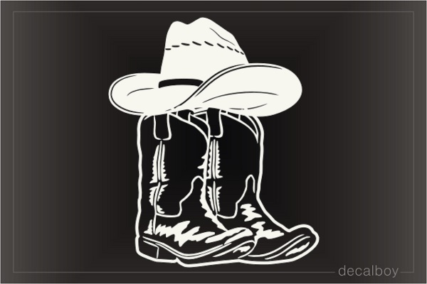 Cowboy Memorial Hat Boots Car Decal