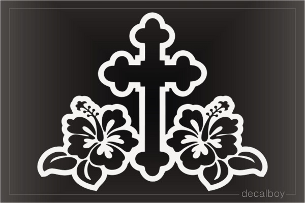 Cross With Flower Decal