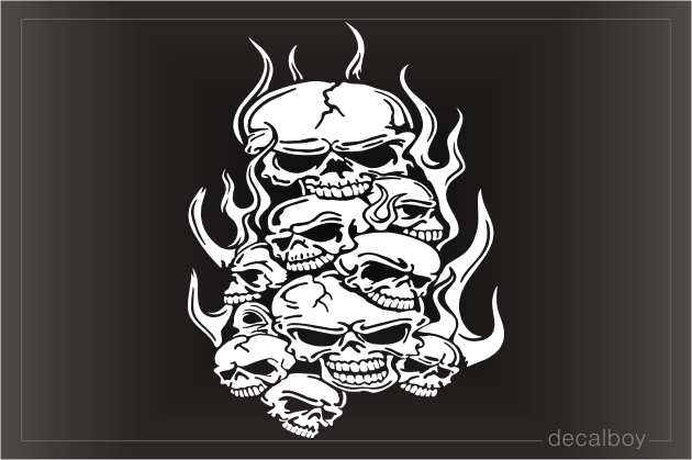 Flaming Ripped Skull Flames Decal