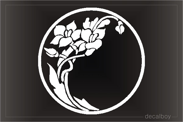 Flower In Circle Window Decal