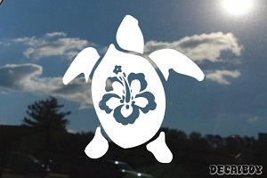 Hawaiian Turtle Flower Back Car Window Decal