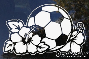 Hibiscus Flowers Surrounding Soccer Ball T_shirt