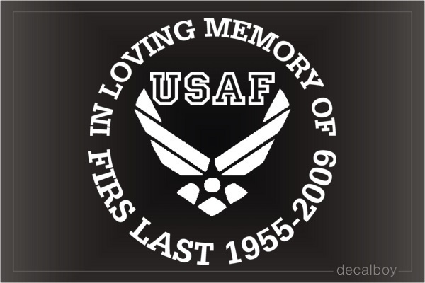 In Loving Memory USAF Car Decal