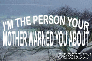 Im The Person Your Mother Warned You About Vinyl Die-cut Decal