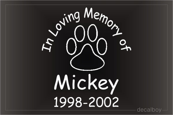 In Loving Memory Of Dog Paw Car Decal