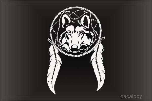 Indian Wolf Dreamcatcher Decal