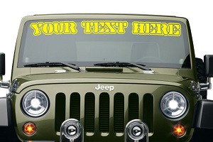 Lettering on Front Windshield vinyl die cutDecal