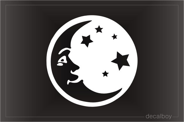 Crescent Moon And Stars Car Window Decal