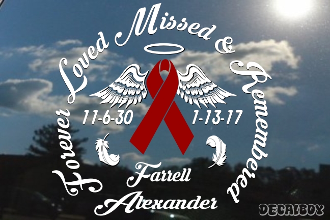Multiple Myeloma Cancer Memorial Car Decal