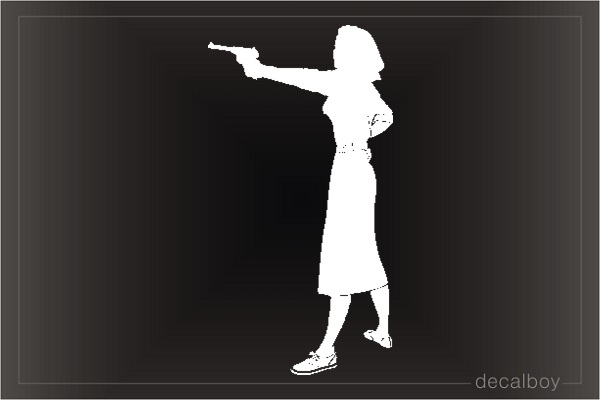 Woman Shooting Gun Car Window Decal