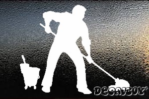 Janitor Cleaning Car Window Decal
