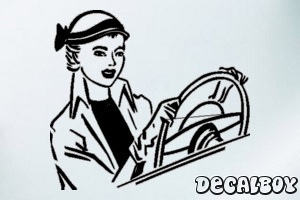 Woman Driving Car Window Decal
