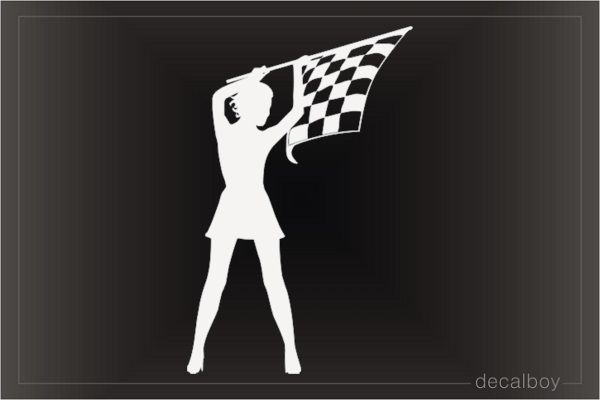 Racer Girl Pin Up Flag Decal