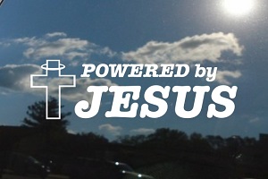 Powered By Jesus Window Decal