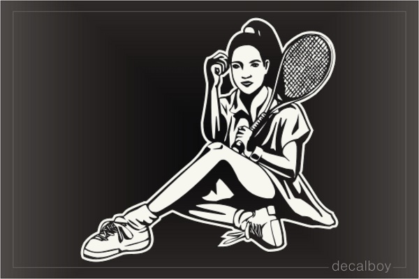 Tennis Player Girl Sitting Window Decal