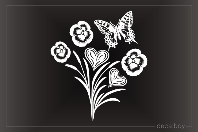 Butterfly Hearts Flowers Cattails Decal