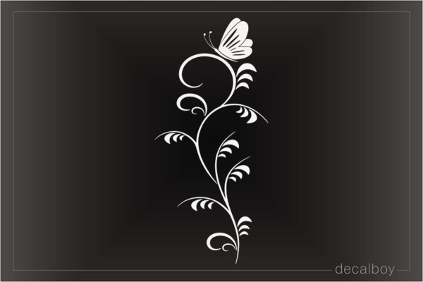 Butterfly On Tribal Bush Decal