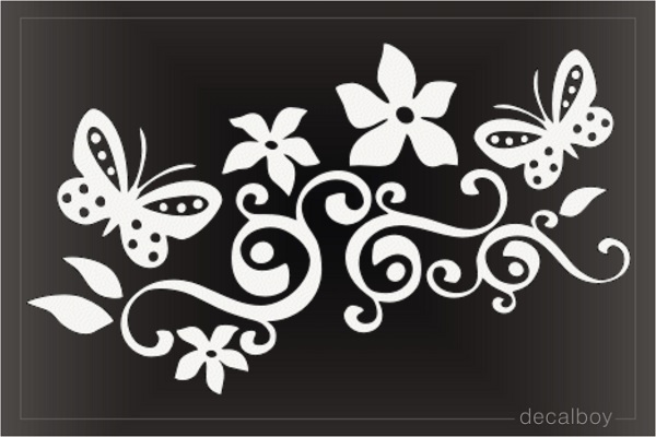 Butterfly Tribal Flowers Decorative Decal