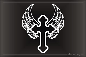 Cross With Wings Window Decal