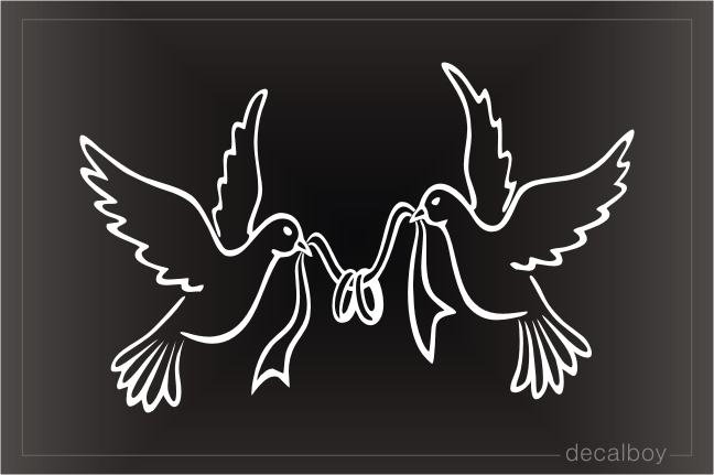 Doves With Wedding Rings Window Decal