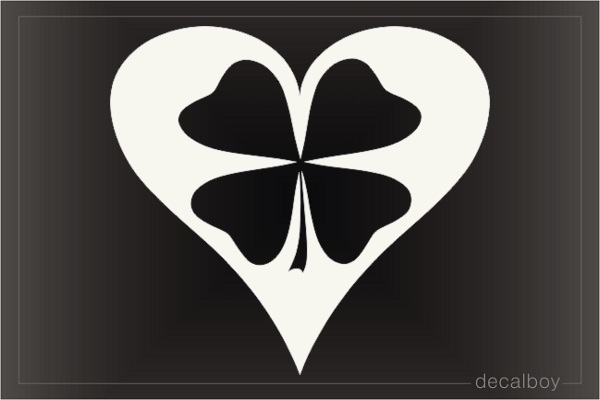 Heart With Four Leaf Clover Decal