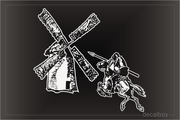 Knight Don Quixote Tilting At Windmills Decal