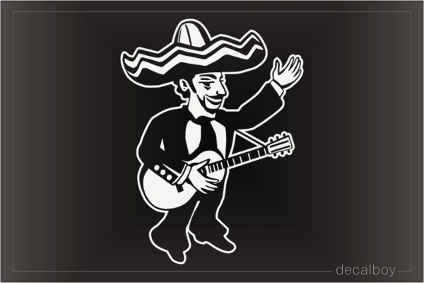 Mexican Cartoon Guitarist Musician Decal