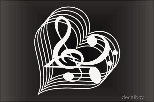 Musical Notes In Line Heart Decal