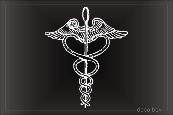 Old Caduceus With Angel Wings Car Decal