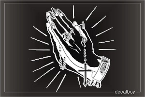 Praying Hands Rosary Decal