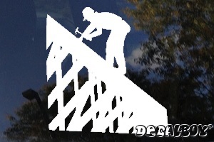 Roofer With Hammer Car Decal