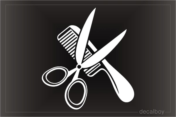 Scissors And Comb Decal