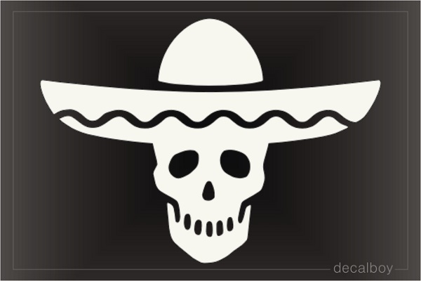 Skull In Sombrero Hat Decal