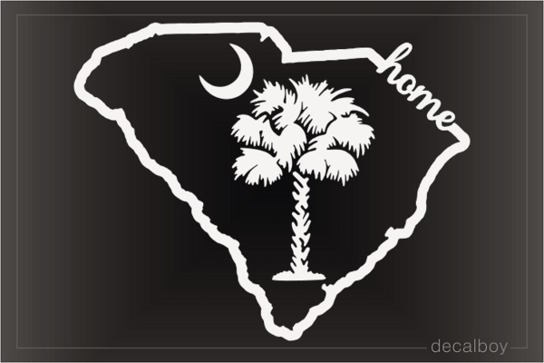 South Carolina Map Palmtree Decal