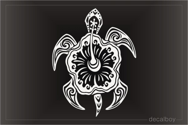 Turtle Hibiscus Flower Decal