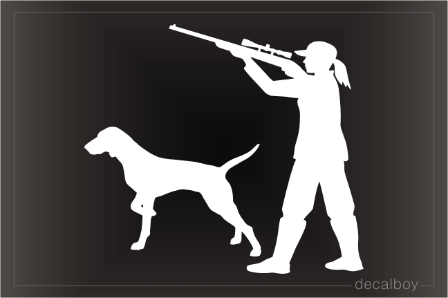 Woman Hunter With Dog Decal