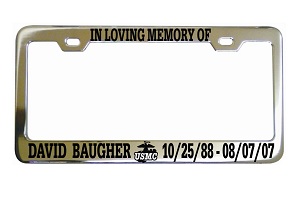 In Loving Memory Marines License Frame