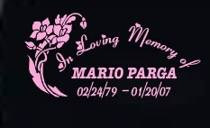 Memorial decal with flowers