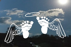 Baby Foot Print With Angel Wings Decal