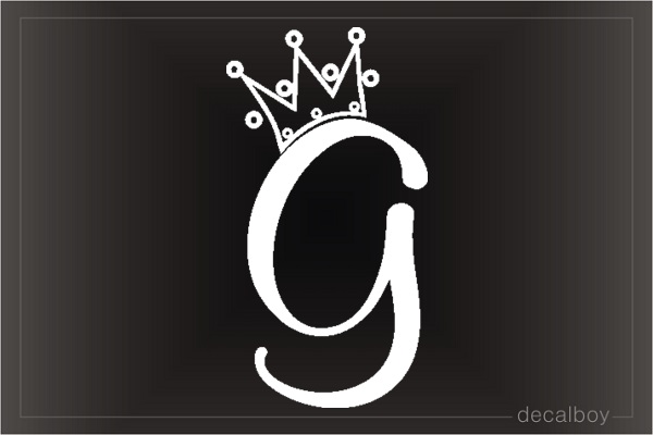 Crown Letter G Initial Car Window Decal