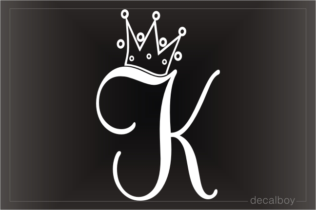 Crown Letter K Initial Car Window Decal