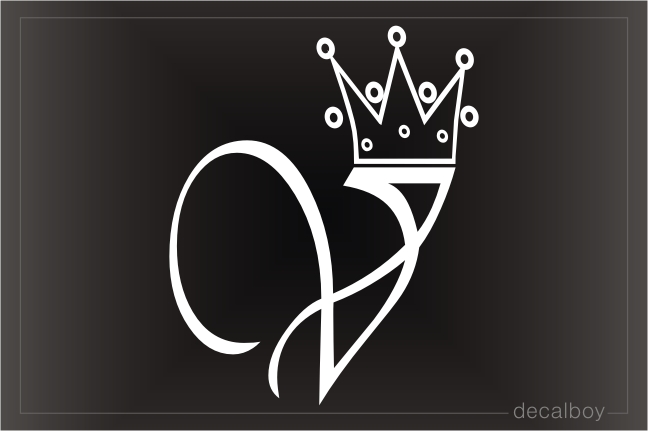 Crown Letter V Initial Car Window Decal