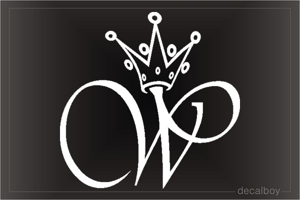 Crown W Initial Letter Car Window Decal