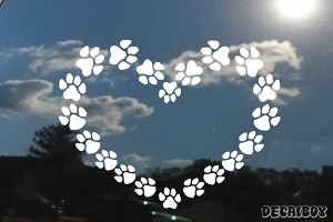 Dog Paw Print Heart Decal