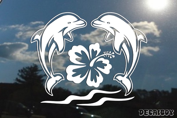 Dolphin Hibiscus Flower Decal
