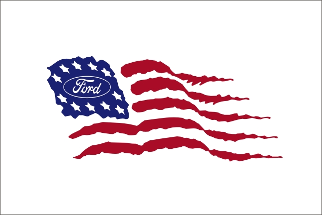 Flag US Ford Auto Decal