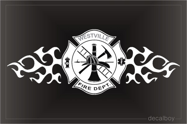 Firefighter Emblem Flames Decal