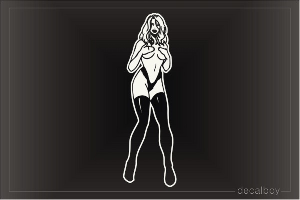 Girl Covering Top Car Window Decal